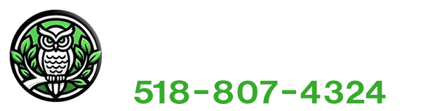 Owl logo with phone number 518-807-4324